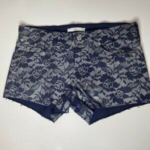 Seven 7 For All Mankind Size 25 Denim Shorts Jean Shorts Silver Lace Print